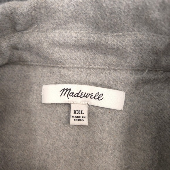Madewell Flannel Shirt Womens XXL Light Gray Flap Pocket Oversized Ex Boyfriend - Picture 7 of 9